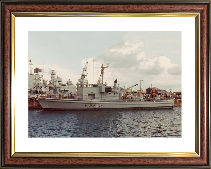 HMS Woodlark (HMS Yaxham) (M2780) Photo Print - In Port - Royal Navy Survey Vessel Hampshire Prints 10 x 8 Classic Frame Yes