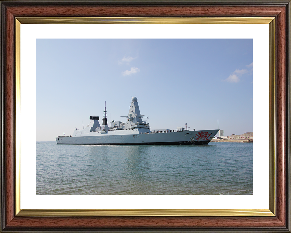 HMS Dragon (D35) Royal Navy Type 45 Destroyer Entering Portsmouth Photo Print Wall Art Decor Posters, Prints, & Visual Artwork Hampshire Prints 10 x 8 Classic Frame Yes