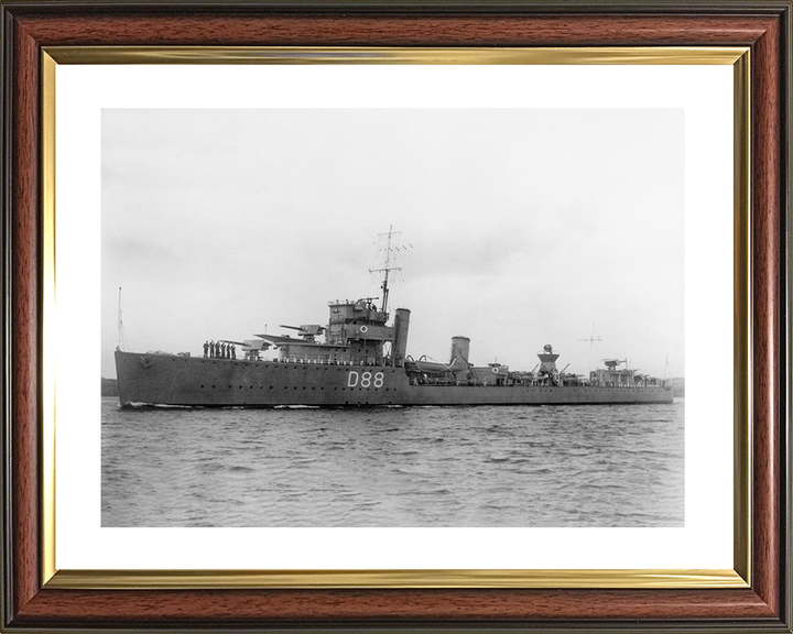 HMS Wren (D88) - At Sea - Royal Navy Admiralty Modified W Class Destroyer Photo Print Wall Art Naval Decor UK Posters, Prints, & Visual Artwork Hampshire Prints 10 x 8 Classic Frame Yes