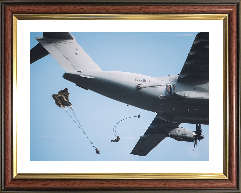 British Army Parachute Regiment Soldiers Deploy From An RAF A400M Atlas Photo Print Wall Art Posters, Prints, & Visual Artwork Hampshire Prints 10 x 8 Classic Frame Yes