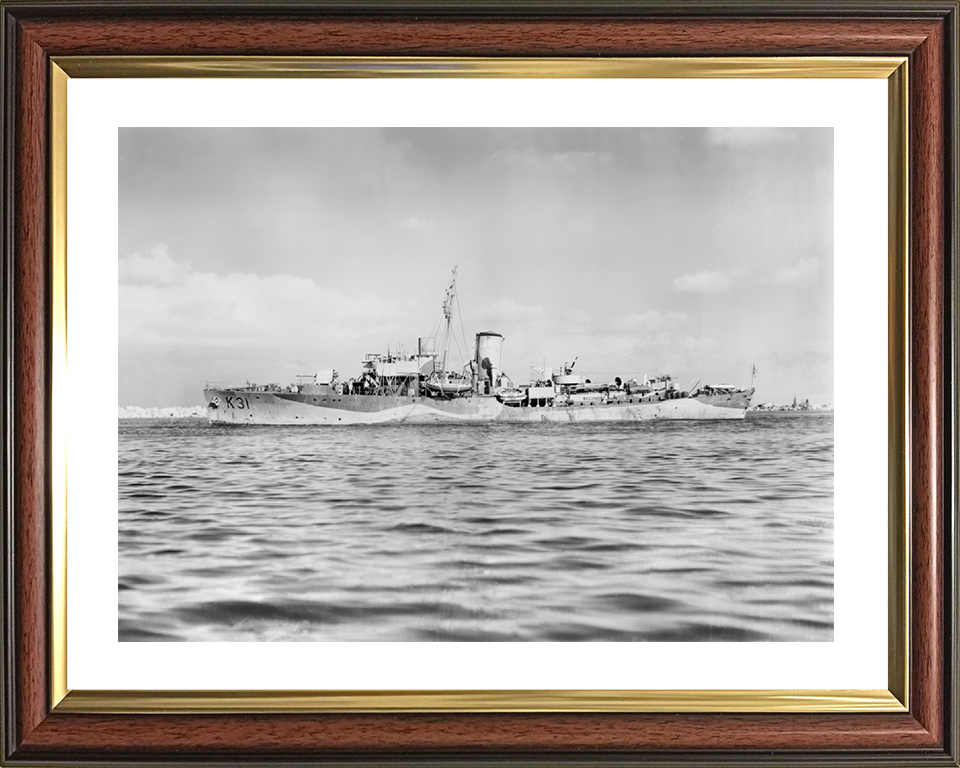 HMS Camellia (K31) Royal Navy Flower Class Corvette Port Beam View Photo Print Wall Art Decor Posters, Prints, & Visual Artwork Hampshire Prints 10 x 8 Classic Frame Yes