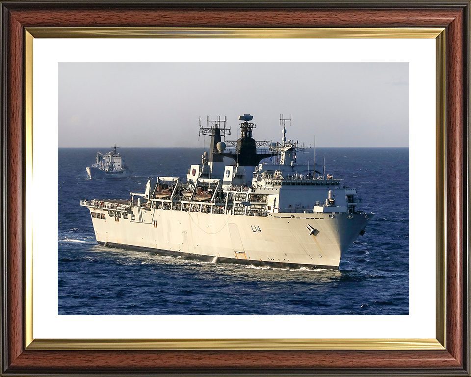 HMS Albion (L14) Royal Navy Albion Class Amphibious Ship Starboard Bow View Photo Print Wall Art Naval Decor Posters, Prints, & Visual Artwork Hampshire Prints 10 x 8 Classic Frame Yes