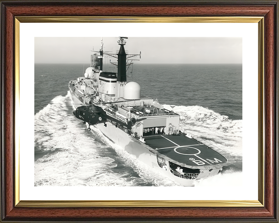 HMS Birmingham (D86) Royal Navy Type 42 Destroyer With Helicopter Photo Print Wall Art Decor Posters, Prints, & Visual Artwork Hampshire Prints 10 x 8 Classic Frame Yes