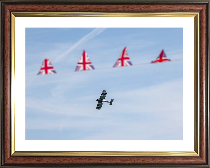 Swordfish Plane flies behind Union Jack Bunting Photo Print - Royal Navy Aircraft Posters, Prints, & Visual Artwork Hampshire Prints 10 x 8 Classic Frame Yes