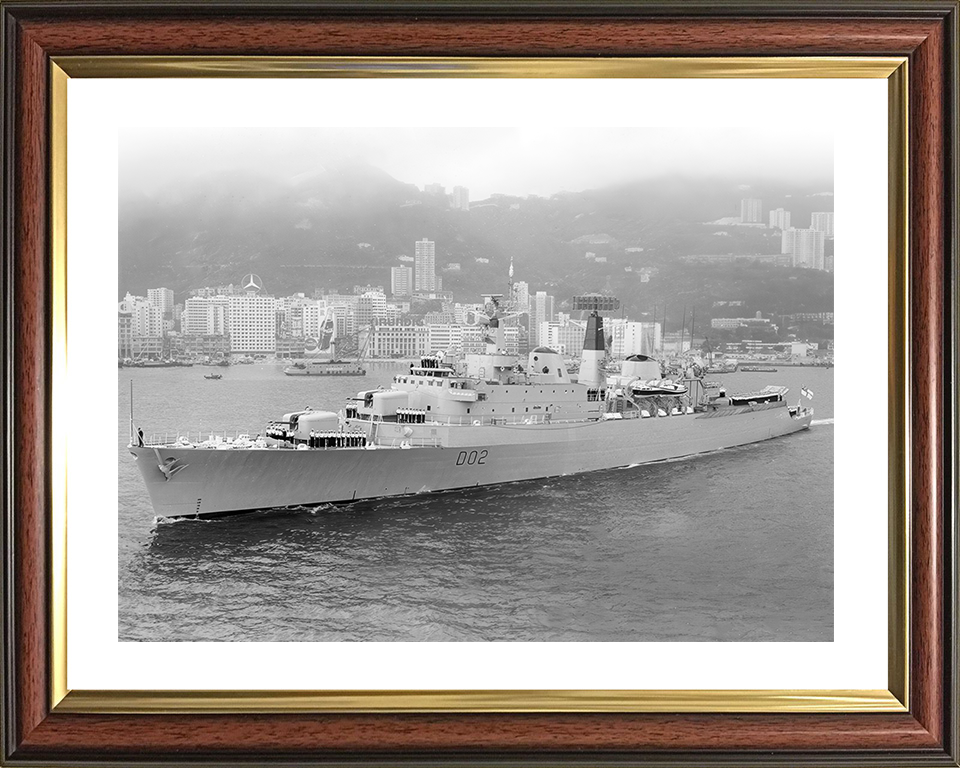 HMS Devonshire (D02) Royal Navy County Class Destroyer Leaving Harbour Photo Print Wall Art Decor Posters, Prints, & Visual Artwork Hampshire Prints 10 x 8 Classic Frame Yes