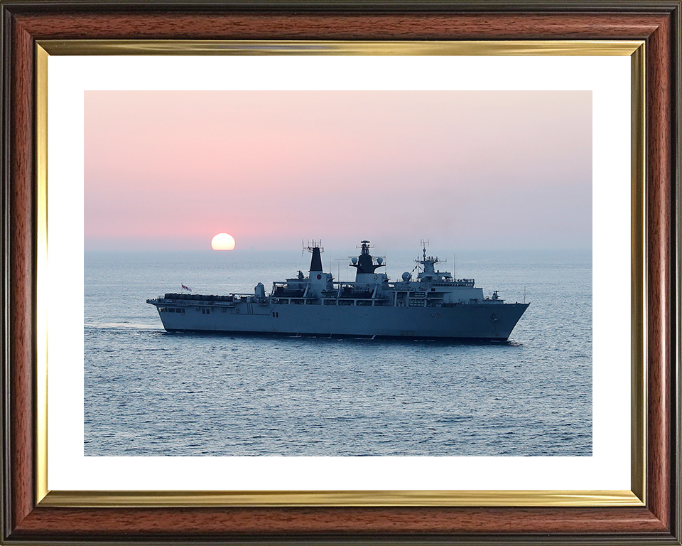 HMS Bulwark (L15) Royal Navy Albion Class Amphibious Ship Sunset Photo Print Wall Art Decor Posters, Prints, & Visual Artwork Hampshire Prints 10 x 8 Silver Frame Yes