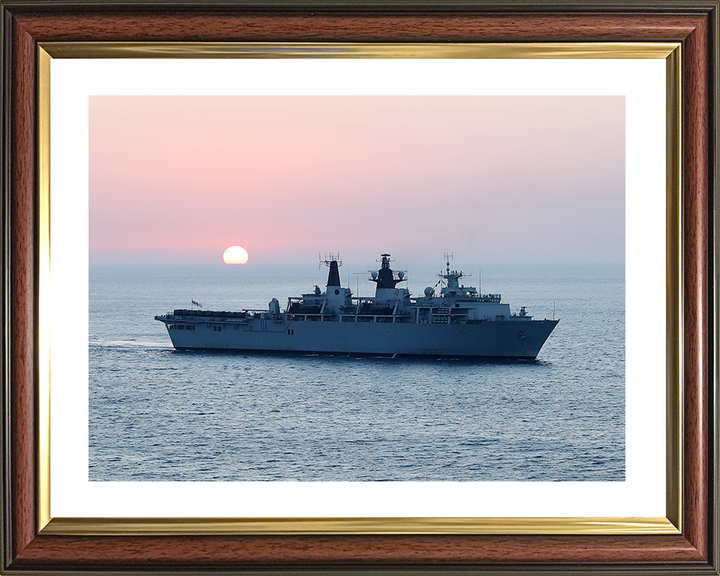 HMS Bulwark (L15) Royal Navy Albion Class Amphibious Ship Sunset Photo Print Wall Art Decor Posters, Prints, & Visual Artwork Hampshire Prints 10 x 8 Silver Frame Yes
