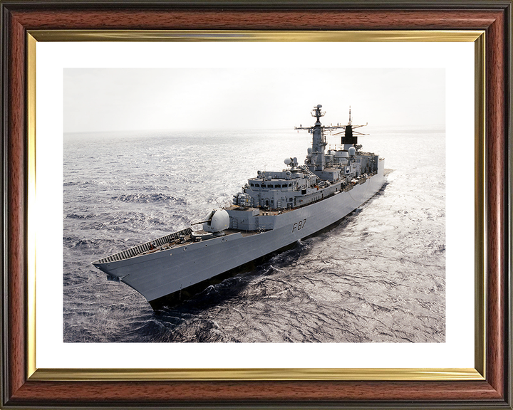 HMS Chatham (F87) Royal Navy Type 22 Frigate Port Bow View at Sunset Photo Print Wall Art Decor Posters, Prints, & Visual Artwork Hampshire Prints 10 x 8 Classic Frame Yes
