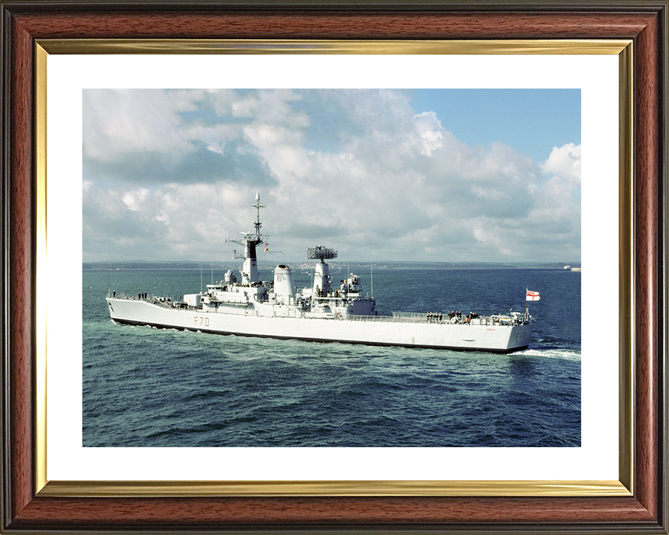 HMS Apollo (F70) Royal Navy Leander Class Frigate Leaving Port Photo Print Wall Art Decor Posters, Prints, & Visual Artwork Hampshire Prints 10 x 8 Classic Frame Yes