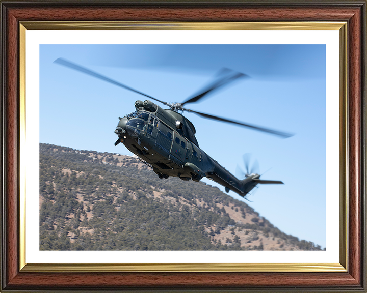 RAF Puma HC2 Helicopter in flight Photo Print - Royal Air Force Aircraft Hampshire Prints 10 x 8 Classic Frame Yes