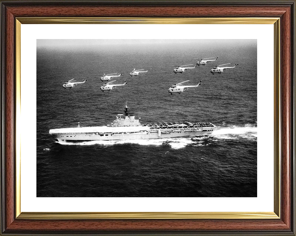 HMS Bulwark (R08) Royal Navy Centaur Class Fleet Carrier With Helicopters Photo Print Wall Art Decor Posters, Prints, & Visual Artwork Hampshire Prints 10 x 8 Classic Frame Yes