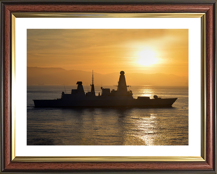 HMS Dauntless (D33) Royal Navy Type 45 Destroyer Sunset Silhouette Photo Print Wall Art Decor Posters, Prints, & Visual Artwork Hampshire Prints 10 x 8 Classic Frame Yes