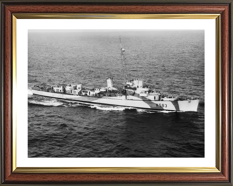 HMS Hotham (K583) Photo Print - At Sea 1944 - Royal Navy Captain Class Frigate Hampshire Prints 10 x 8 Classic Frame Yes