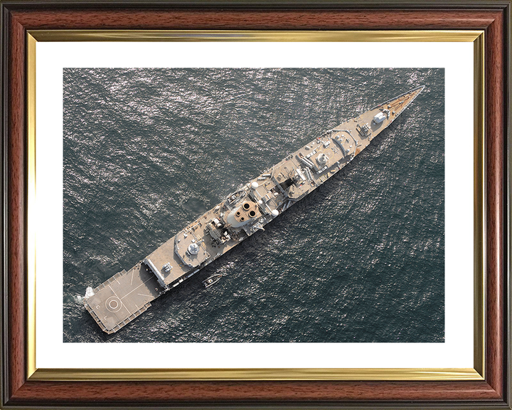 HMS Cumberland (F85) Royal Navy Type 22 Frigate From Above Photo Print Wall Art Decor Posters, Prints, & Visual Artwork Hampshire Prints 10 x 8 Classic Frame Yes