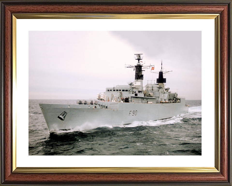 HMS Brilliant (F90) Royal Navy Type 22 Frigate At Sea Port Bow View Photo Print Wall Art Naval Decor Posters, Prints, & Visual Artwork Hampshire Prints 10 x 8 Classic Frame Yes