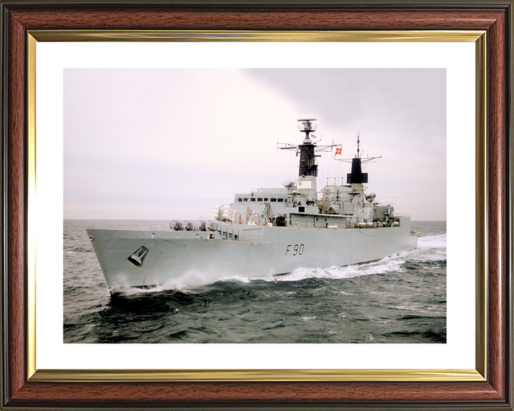 HMS Brilliant (F90) Royal Navy Type 22 Frigate At Sea Port Bow View Photo Print Wall Art Naval Decor Posters, Prints, & Visual Artwork Hampshire Prints 10 x 8 Classic Frame Yes