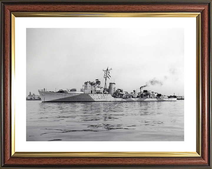 HMS Badsworth (L03) Royal Navy Hunt Class Destroyer Port Side View Photo Print Wall Art Decor Posters, Prints, & Visual Artwork Hampshire Prints 10 x 8 Classic Frame Yes