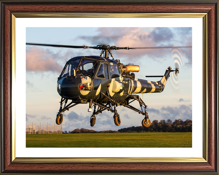 Westland Wasp HAS1 Helicopter in Flight at sunset 2015 Photo Print - Royal Navy Aircraft Posters, Prints, & Visual Artwork Hampshire Prints 10 x 8 Classic Frame Yes