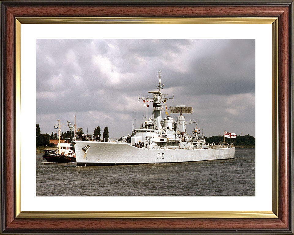 HMS Diomede (F16) Royal Navy Leander Class Frigate Entering Harbour Photo Print Wall Art Decor Posters, Prints, & Visual Artwork Hampshire Prints 10 x 8 Classic Frame Yes