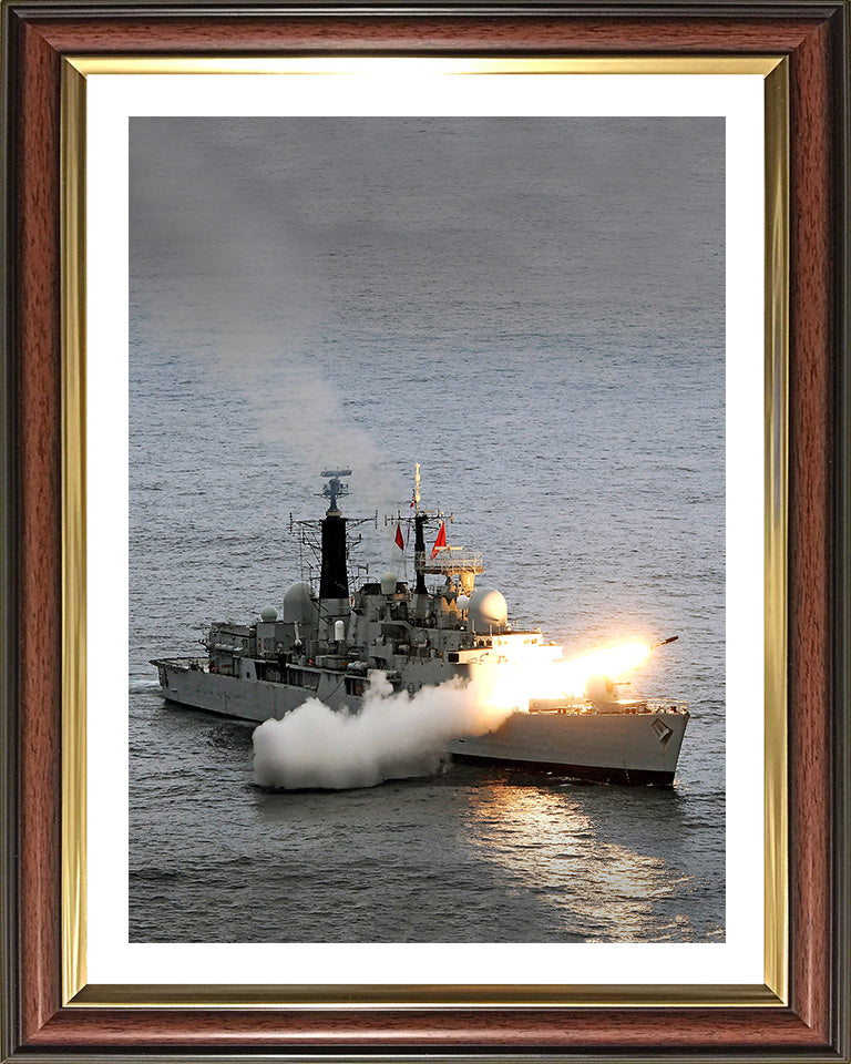 HMS Liverpool (D92) Photo Print - Firing Sea Dart Missile - Royal Navy Type 42 Destroyer Hampshire Prints 10 x 8 Classic Frame Yes