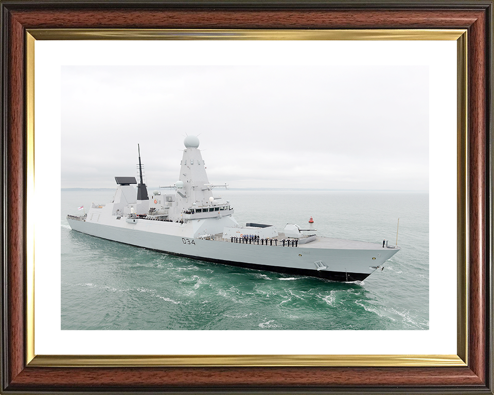 HMS Diamond (D34) Royal Navy Type 45 Destroyer Entering Harbour Photo Print Wall Art Decor Posters, Prints, & Visual Artwork Hampshire Prints 10 x 8 Classic Frame Yes
