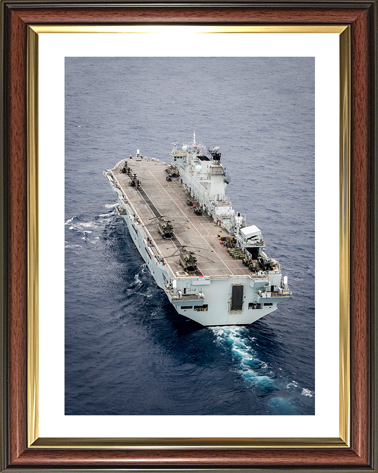 HMS Ocean (L12) Photo Print - Stern View 2016 - Royal Navy Landing Platform Helicopter Hampshire Prints 10 x 8 Classic Frame Yes