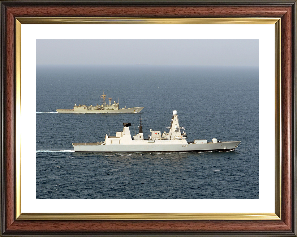 HMS Diamond (D34) Photo Print - with HMAS Melbourne - Royal Navy Type 45 Destroyer Hampshire Prints 10 x 8 Classic Frame Yes