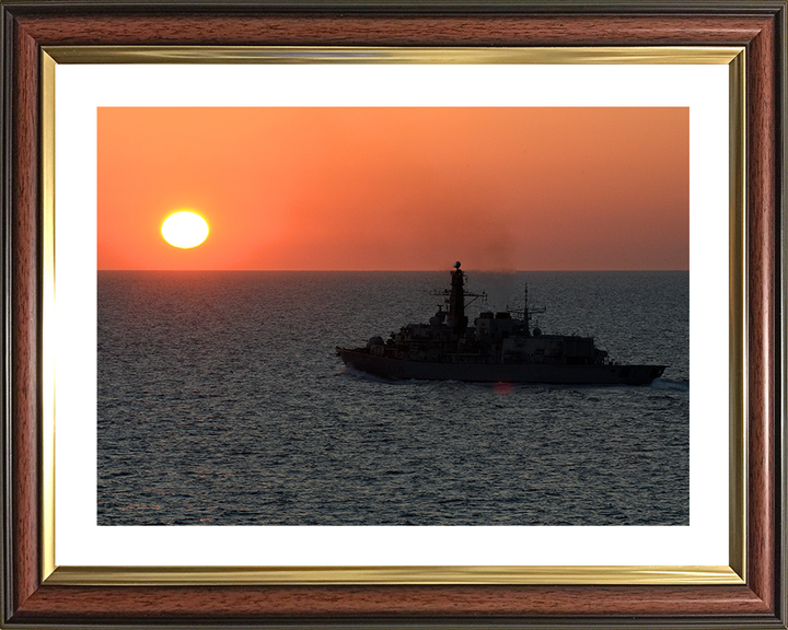 HMS Iron Duke (F234) Photo Print - Sunset Silhouette 2014 - Royal Navy Type 23 Frigate Hampshire Prints 10 x 8 Classic Frame Yes