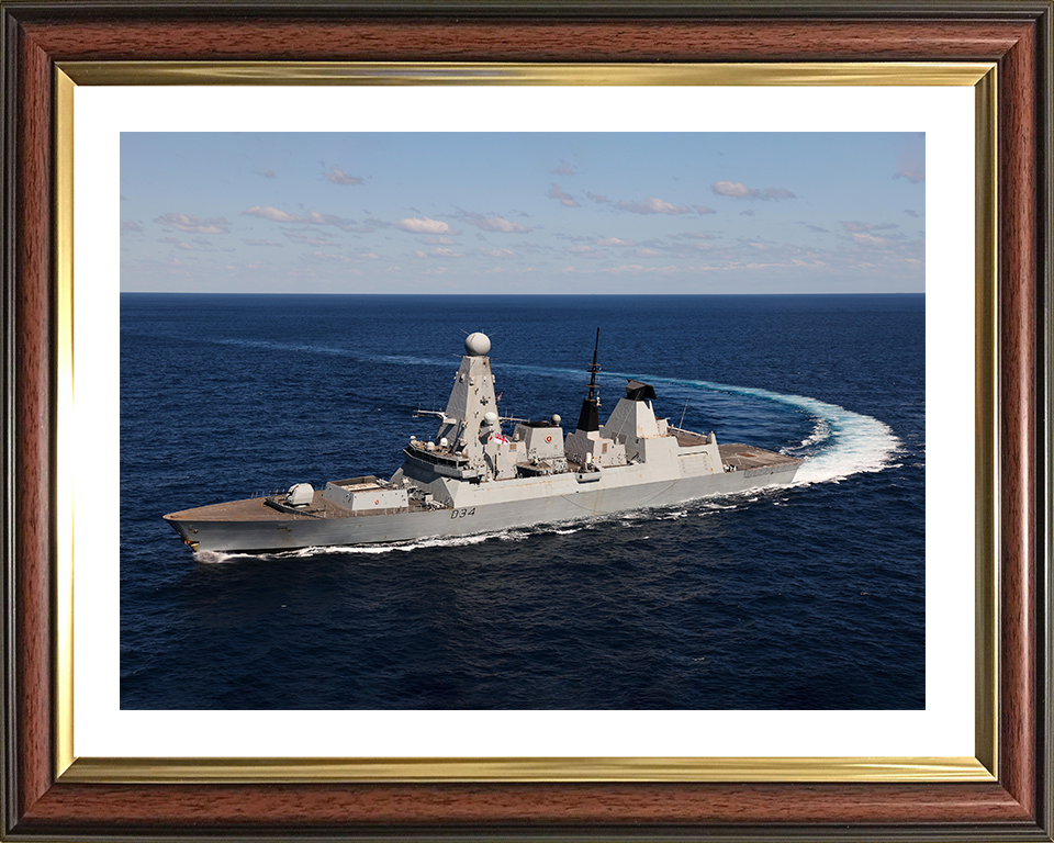 HMS Diamond (D34) Photo Print - Hard Turn - Royal Navy Type 45 Destroyer Hampshire Prints 10 x 8 Classic Frame Yes