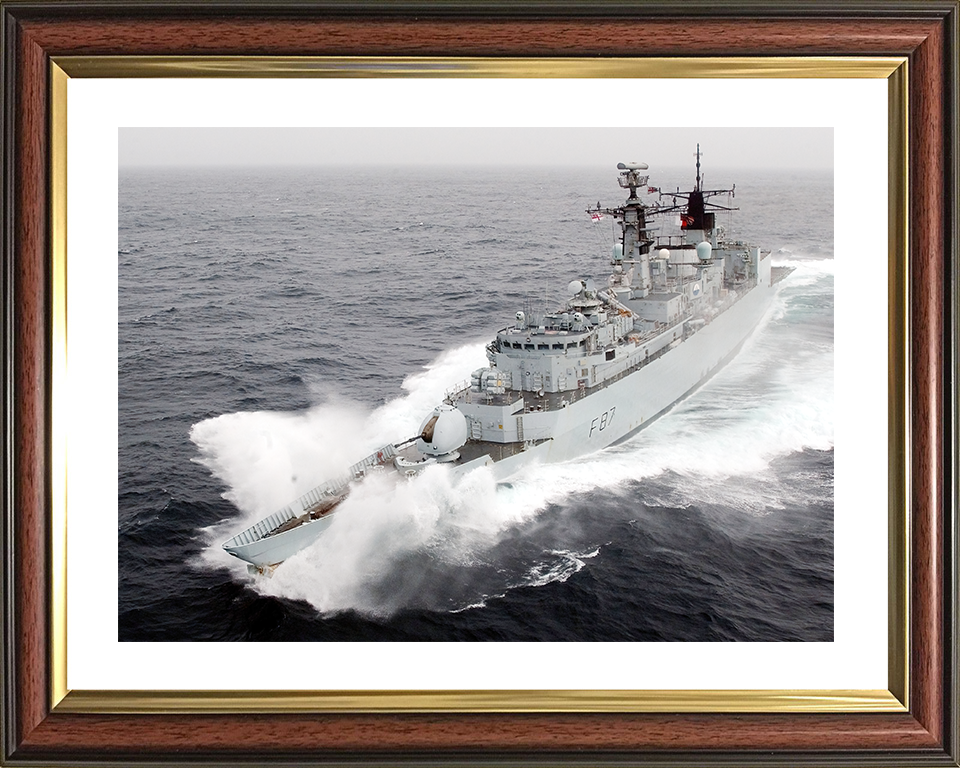 HMS Chatham (F87) Royal Navy Type 22 Frigate In Rough Sea Photo Print Wall Art Decor Posters, Prints, & Visual Artwork Hampshire Prints 10 x 8 Classic Frame Yes