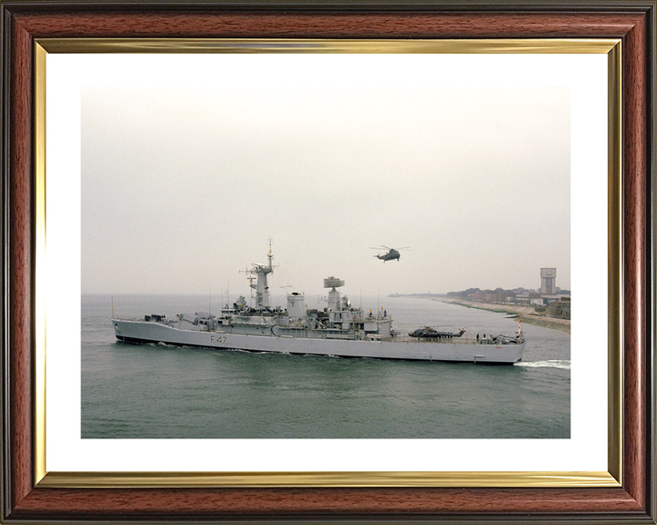 HMS Danae (F47) Royal Navy Leander Class Frigate Leaving Portsmouth Photo Print Wall Art Decor Posters, Prints, & Visual Artwork Hampshire Prints 10 x 8 Classic Frame Yes