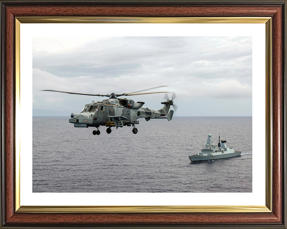HMS Defender (D36) Photo Print - With Wildcat 2021 - Royal Navy Type 45 Destroyer Hampshire Prints 10 x 8 Classic Frame Yes