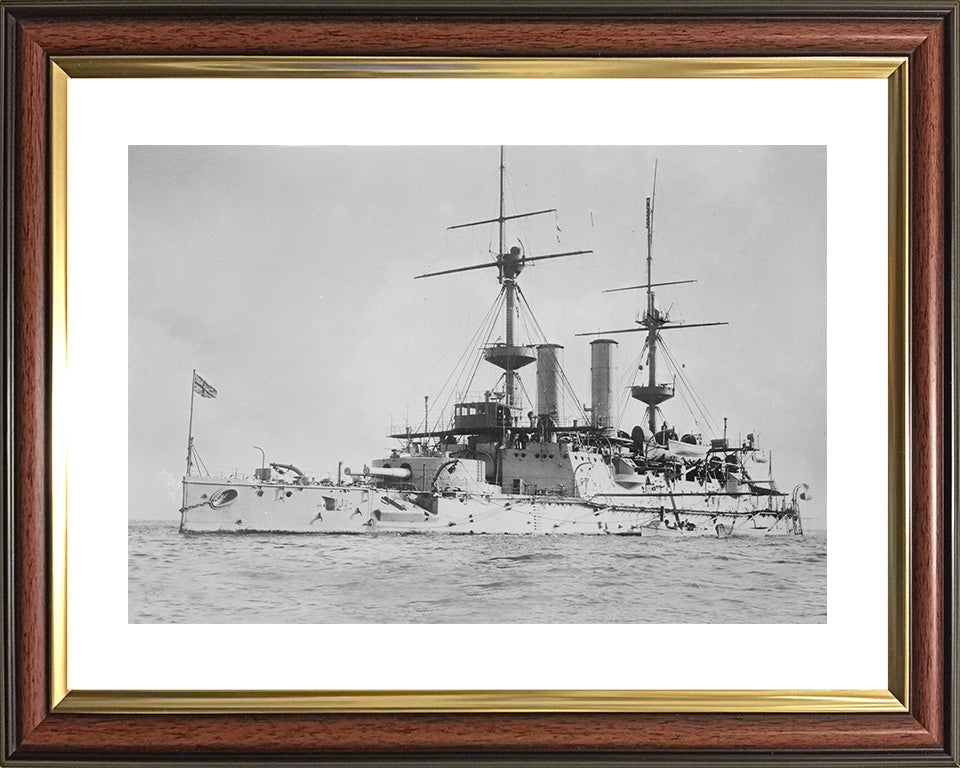 HMS Hood (1859) Photo Print - At Anchor - Royal Navy Cruiser Hampshire Prints 10 x 8 Classic Frame Yes