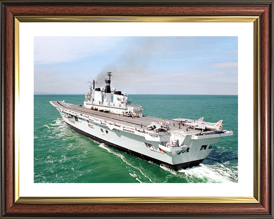 HMS Ark Royal (R07) Royal Navy Invincible Class Aircraft Carrier Port Bow View Photo Print Wall Art Decor Posters, Prints, & Visual Artwork Hampshire Prints 10 x 8 Classic Frame Yes