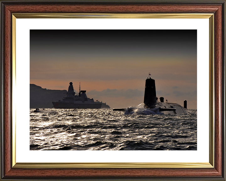 HMS Vanguard (S28) Photo Print - With HMS Dragon - Royal Navy Vanguard Class Submarine Hampshire Prints 10 x 8 Classic Frame Yes