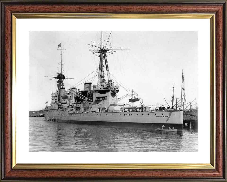 HMS New Zealand (1911) Photo Print - In Port - Royal Navy Indefatigable Class Cruiser Hampshire Prints 10 x 8 Classic Frame Yes