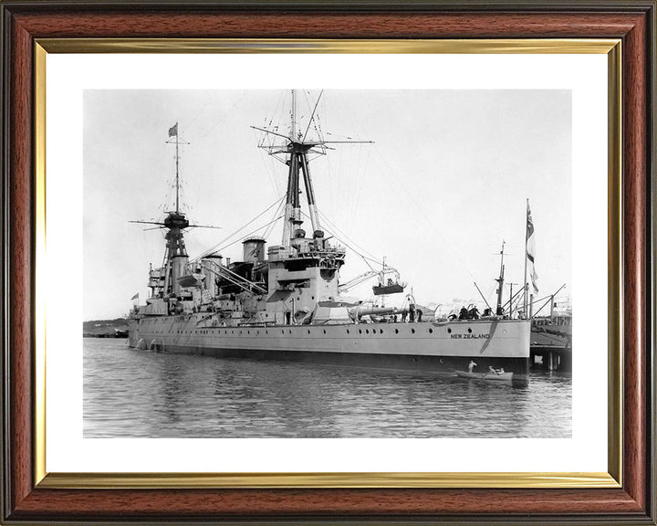 HMS New Zealand (1911) Photo Print - In Port - Royal Navy Indefatigable Class Cruiser Hampshire Prints 10 x 8 Classic Frame Yes
