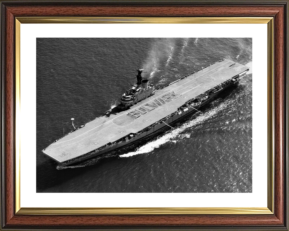 HMS Bulwark (R08) Photo Print - From the Air - Royal Navy Centaur Class Fleet Carrier Hampshire Prints 10 x 8 Classic Frame Yes