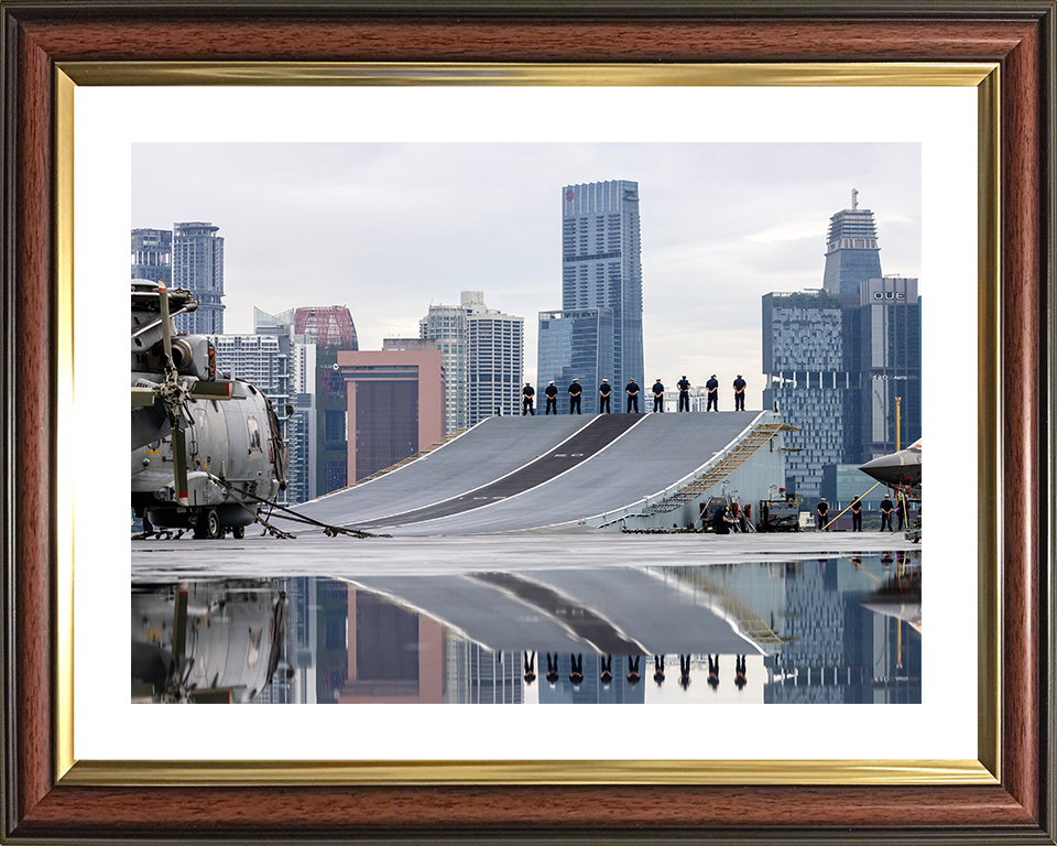 HMS Prince of Wales (R09) Photo Print - Singapore 2025 - Royal Navy Queen Elizabeth Class Aircraft Carrier Hampshire Prints 10 x 8 Classic Frame Yes
