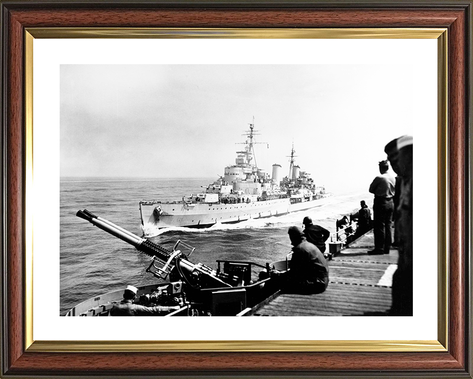 HMS Belfast (C35) Photo Print - At Sea 1952 - Royal Navy Town Class Light Cruiser Hampshire Prints 10 x 8 Classic Frame Yes
