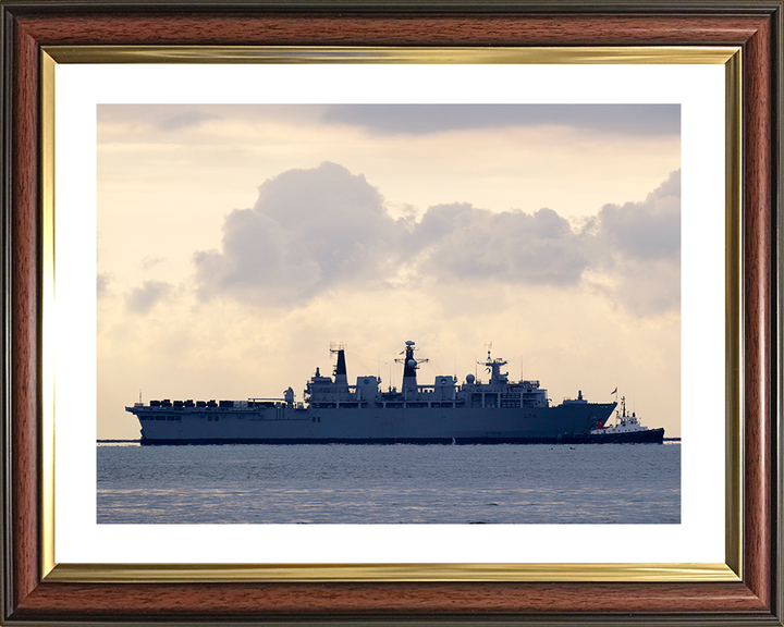 HMS Albion (L14) Royal Navy Albion Class Amphibious Ship Starboard Beam View at Sunset Photo Print Wall Art Decor Posters, Prints, & Visual Artwork Hampshire Prints 10 x 8 Classic Frame Yes