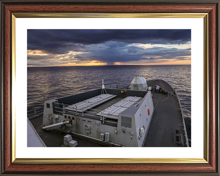 HMS Dragon (D35) Royal Navy Type 45 Destroyer Forecastle Sunset Photo Print Wall Art Decor Posters, Prints, & Visual Artwork Hampshire Prints 10 x 8 Classic Frame Yes