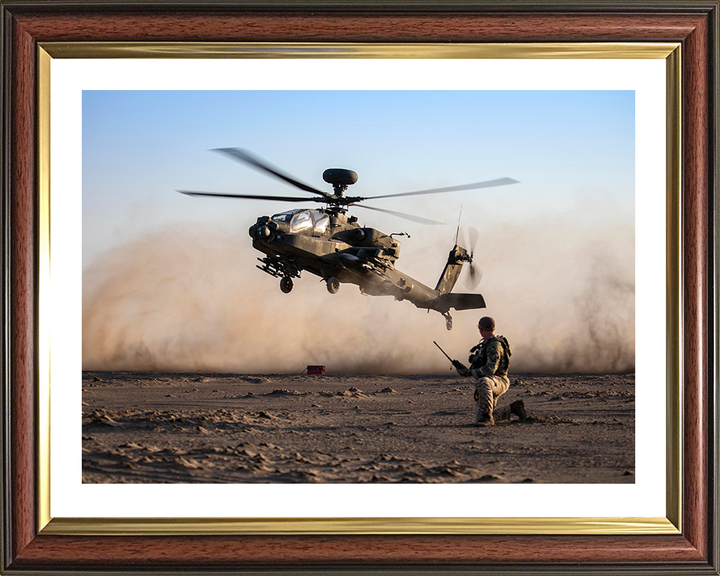 Army Apache Echo Helicopter and JTAC Photo Print - British Army Hampshire Prints 10 x 8 Classic Frame Yes