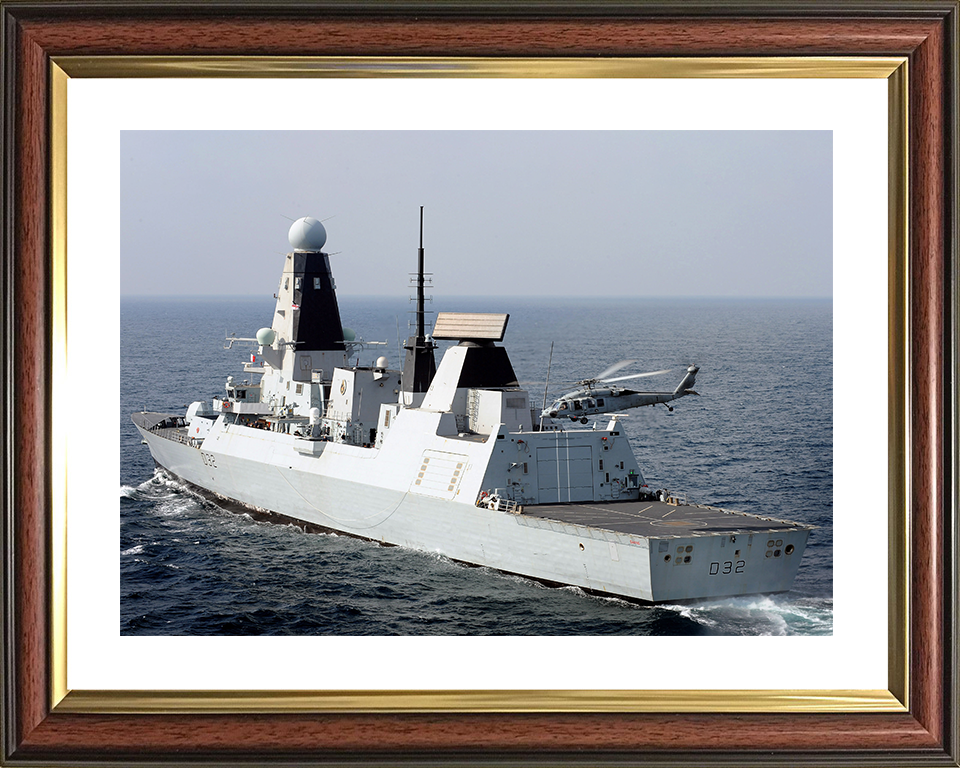 HMS Daring (D32) Photo Print - With Seahawk Helicopter 2012 - Royal Navy Type 45 Destroyer Posters, Prints, & Visual Artwork Hampshire Prints 10 x 8 Classic Frame Yes