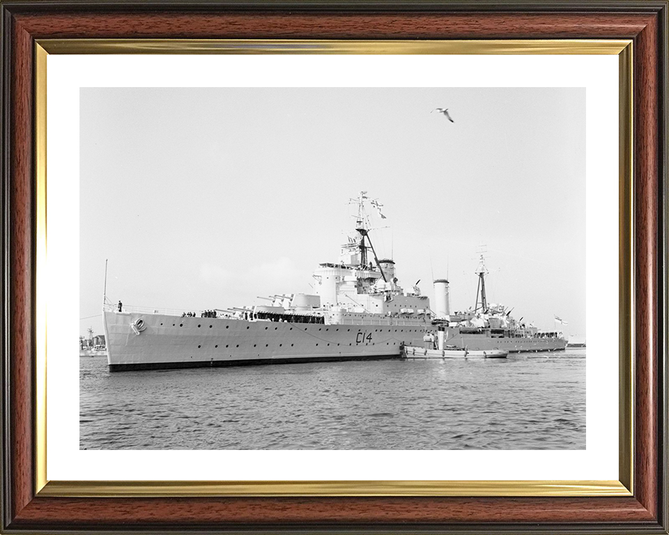 HMS Kenya (C14) Photo Print - Sweden 1958 - Royal Navy Fiji Class Light Cruiser Hampshire Prints 10 x 8 Classic Frame Yes