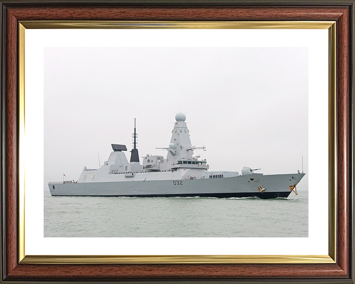 HMS Daring (D32) Royal Navy Type 45 Destroyer Entering Harbour Photo Print Wall Art Decor Posters, Prints, & Visual Artwork Hampshire Prints 10 x 8 Classic Frame Yes