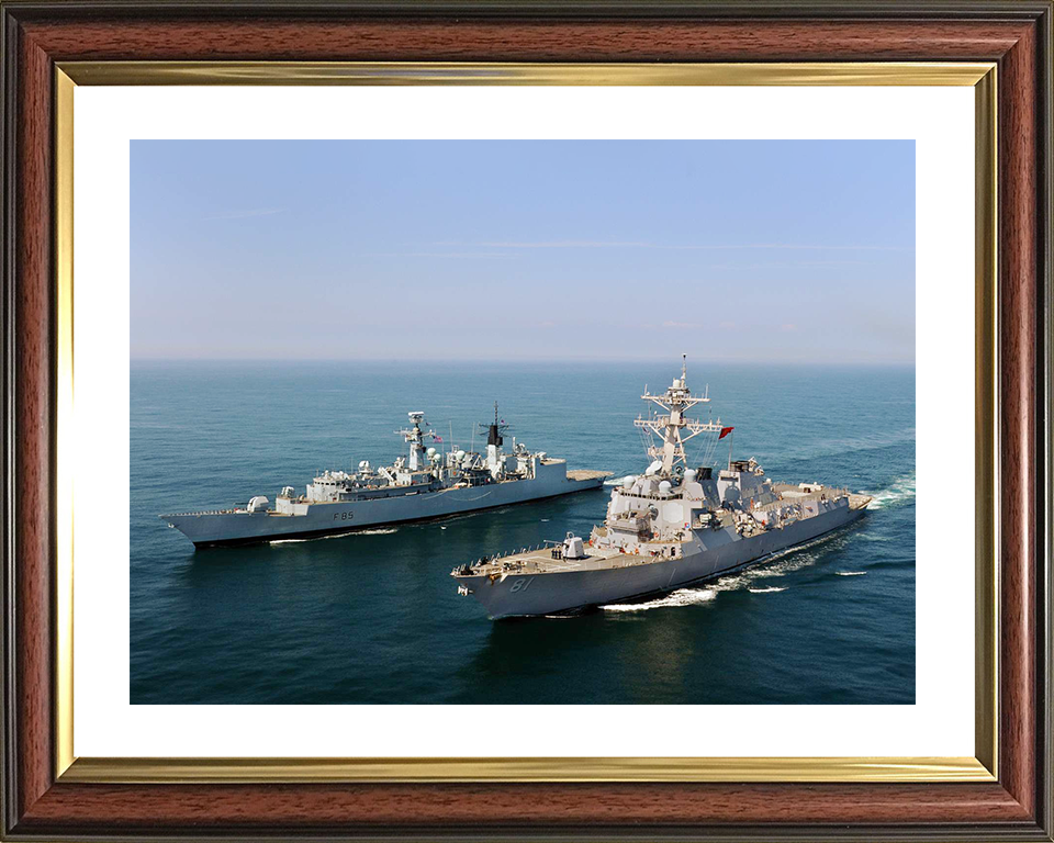 HMS Cumberland (F85) Royal Navy Type 22 Frigate Alongside USS Winston S. Churchill Photo Print Wall Art Decor Posters, Prints, & Visual Artwork Hampshire Prints 10 x 8 Classic Frame Yes