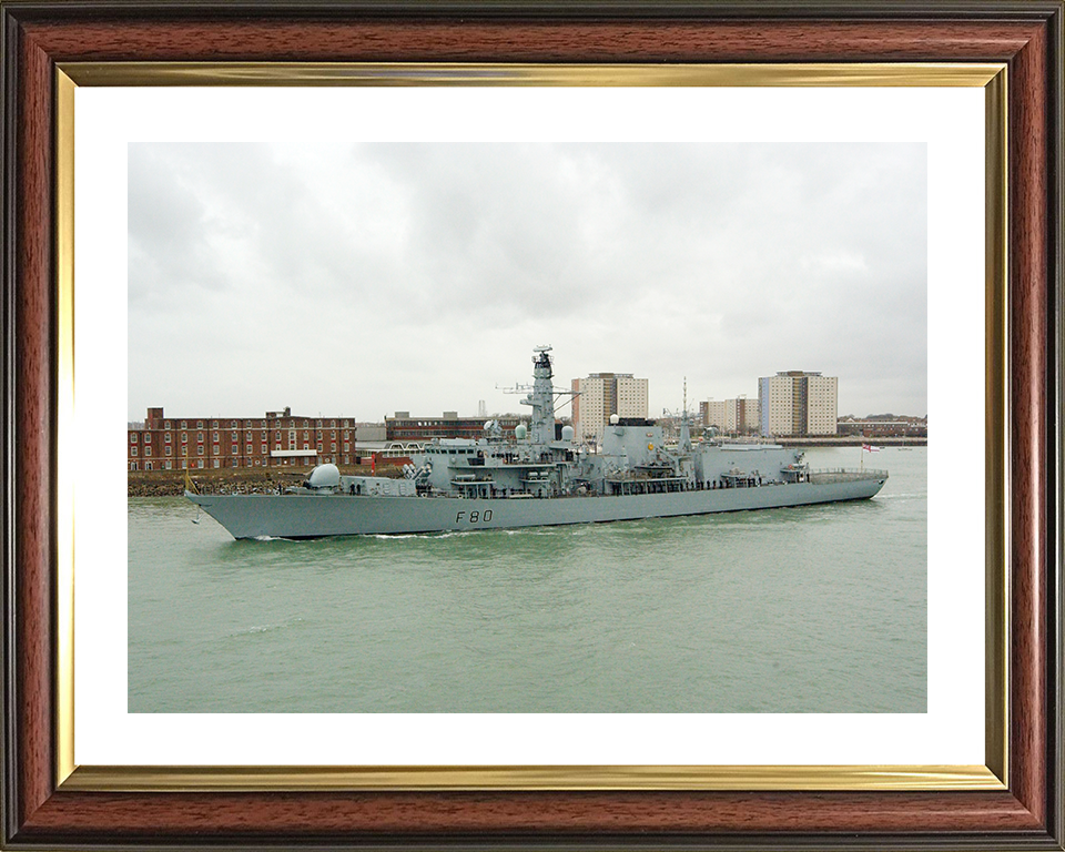 HMS Grafton (F80) Royal Navy Type 23 Frigate Leaving Portsmouth 2005 Photo Print Wall Art Decor Posters, Prints, & Visual Artwork Hampshire Prints 10 x 8 Classic Frame Yes