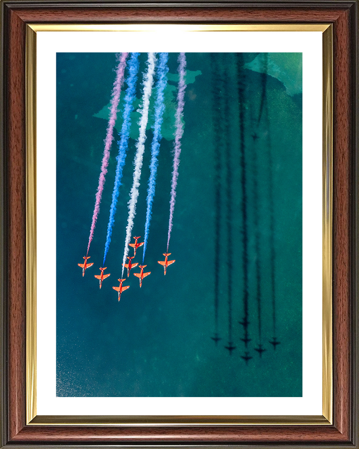 RAF Red Arrows fly over the sea Photo Print - Royal Air Force Aircraft Hampshire Prints 10 x 8 Classic Frame Yes
