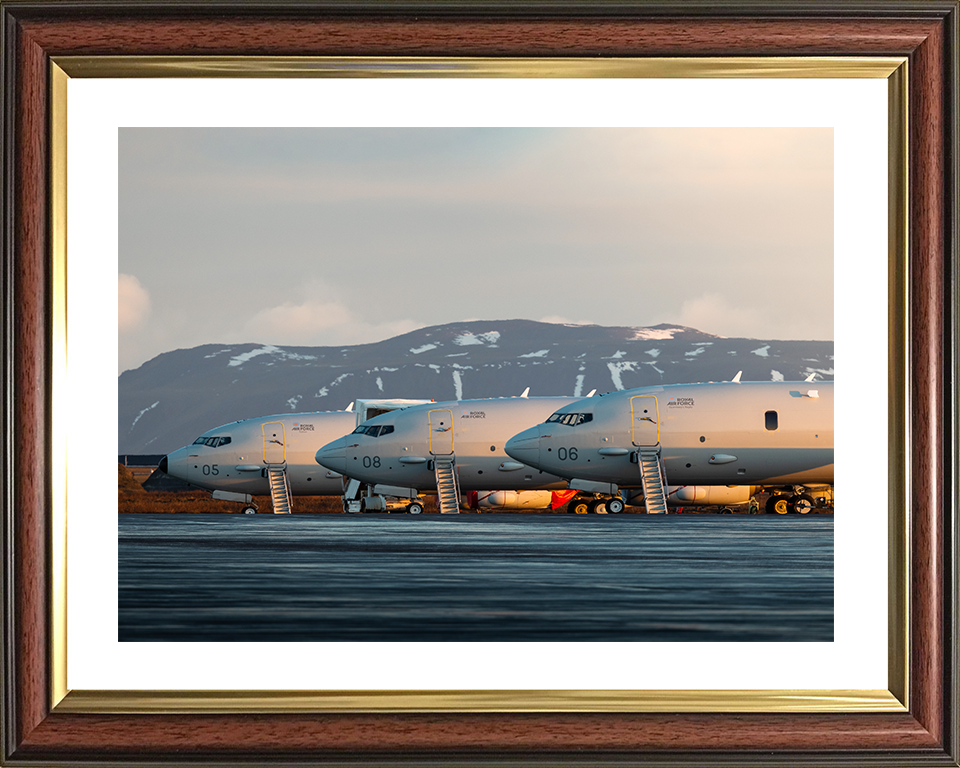 RAF Poseidon MRA1 (P8A) parked on the apron Royal Air Force Aircraft Photo Print Wall Art Aviation Decor UK Posters, Prints, & Visual Artwork Hampshire Prints 10 x 8 Classic Frame Yes